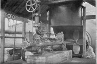 A Parsons turbine at a colliery - black and white photo